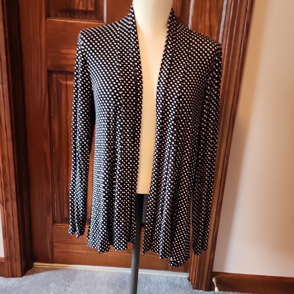 Black and White Polka Dot Cardigan Sweater